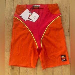BNWT Zara X Purple Magazine biker short (pink, orange, neon piping)
